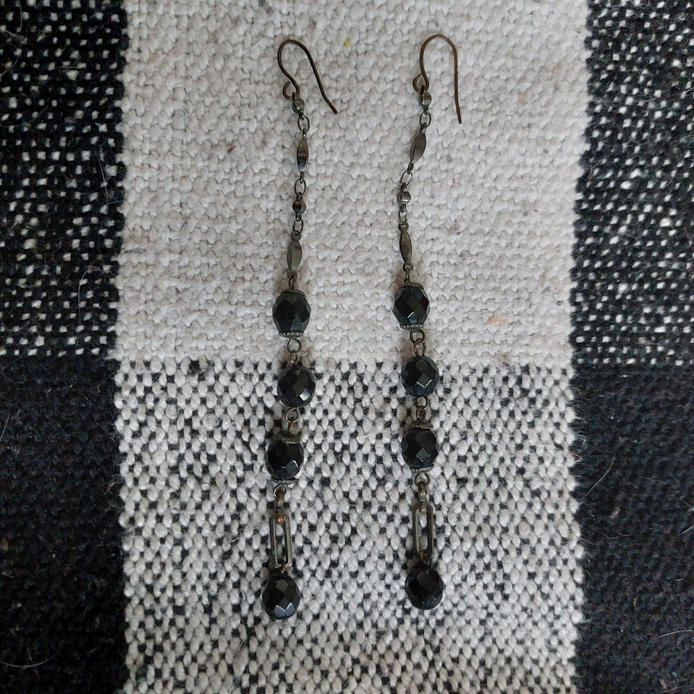 Brighton black drop earrings with black  stones, excellent condition!